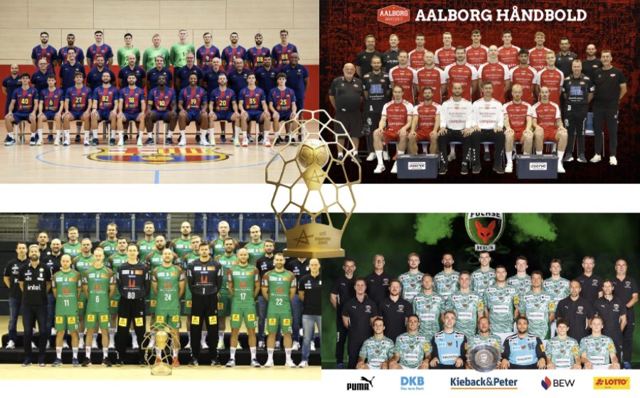 Barça i Aalborg (a dalt) i Magdebuug i Fuchse Berlín (a sota) lluiten per la Champions 2026