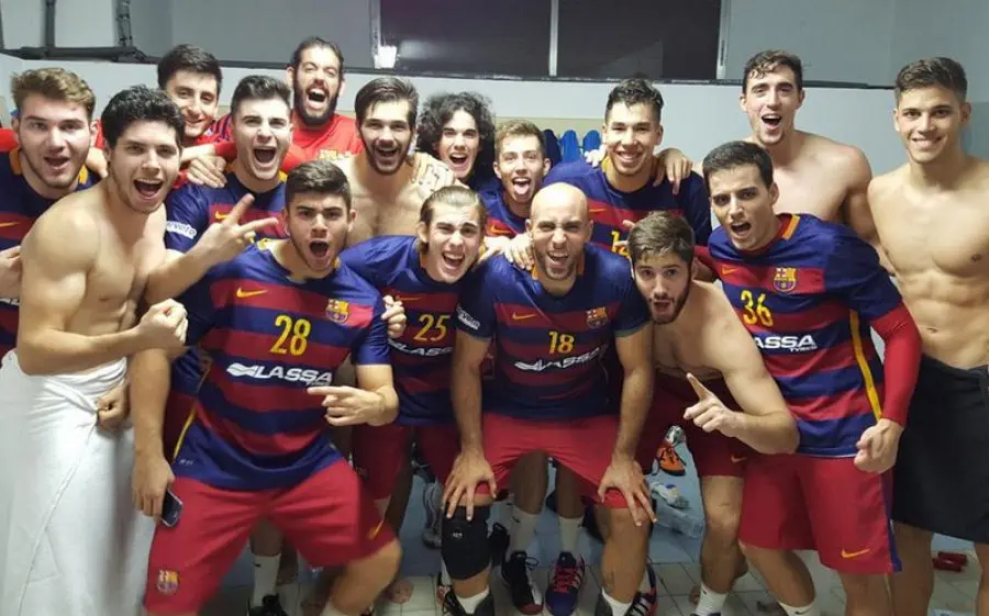 El conjunt blaugrana celebrant el triomf