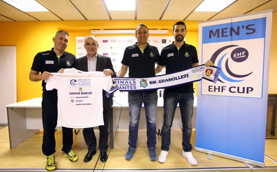 Els representants del BM Granollers a la darrera roda de premsa