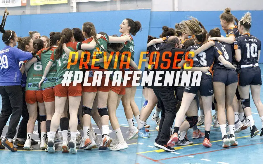 Els dos equips fent la pinya de celebració de classificació per a les fases