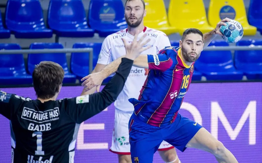 Blaz Janc en l'última visita de l'Aalborg al Blaugrana ara fa dues temporades
