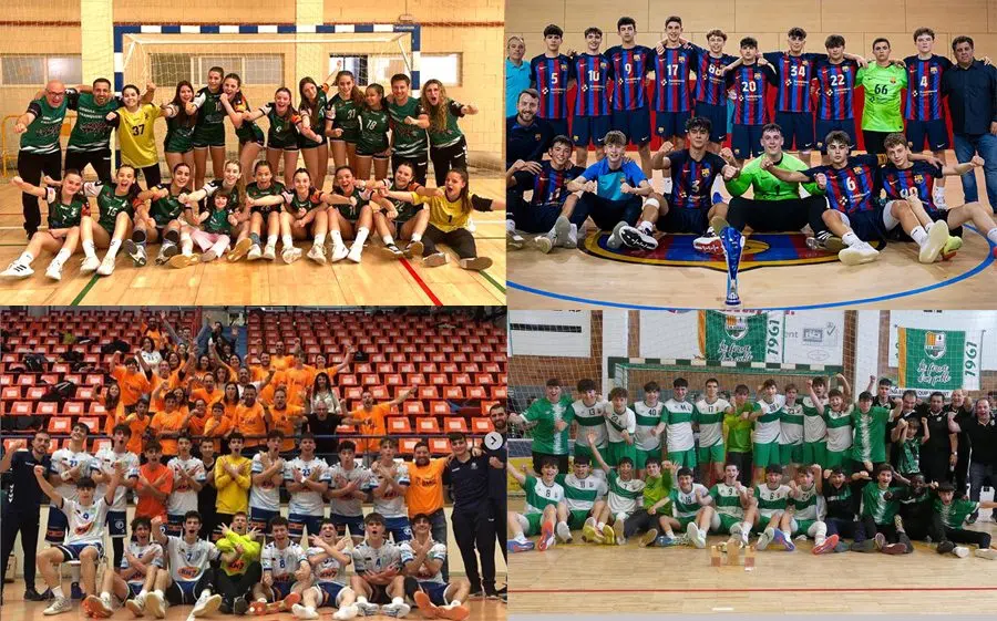 Les Franqueses, Barça (a dalt), Granollers i Bordils (a sota) jugaran les fases finals estatals cadets