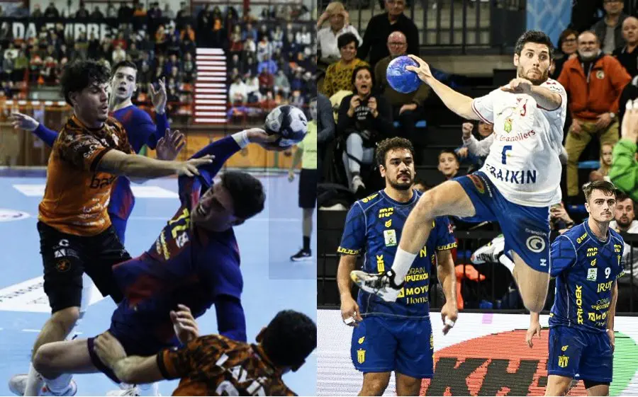 Ludovic Fàbregas en el partit jugat el dimarts, i Jordi Deumal en el partit contra Bidasoa de la temporada passada